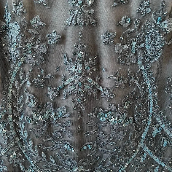 Aidan Mattox Blue Beaded Sheath Dress Size 6 Bridesmaid‎ Wedding Party Cocktails - Picture 9 of 9